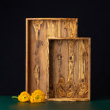 Olive Wood Tray With Handle Set Of 2