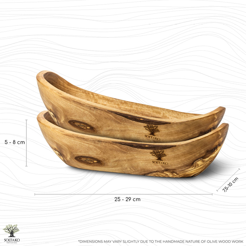 Holzschale länglich in M 2er Set "Le Boulanger"